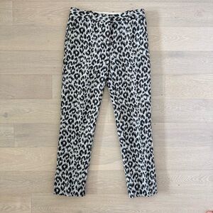 3.1 Phillip Lim Cotton Silk Jacquard Gray Leopard Print Pants - Size 4